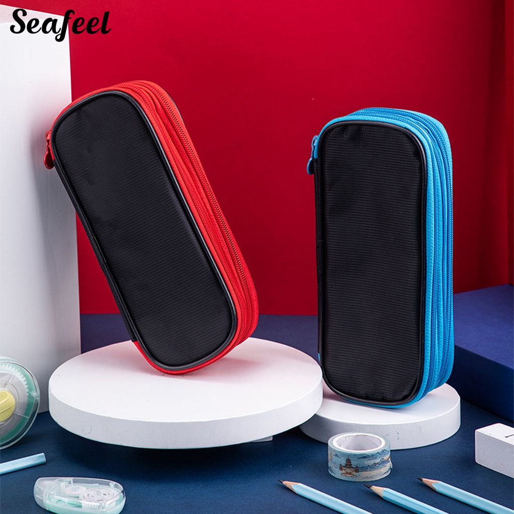 Túi Lưới Đựng Bút 3 Lớp Khóa Kéo Chống Biến Dạng Tiện Dụng