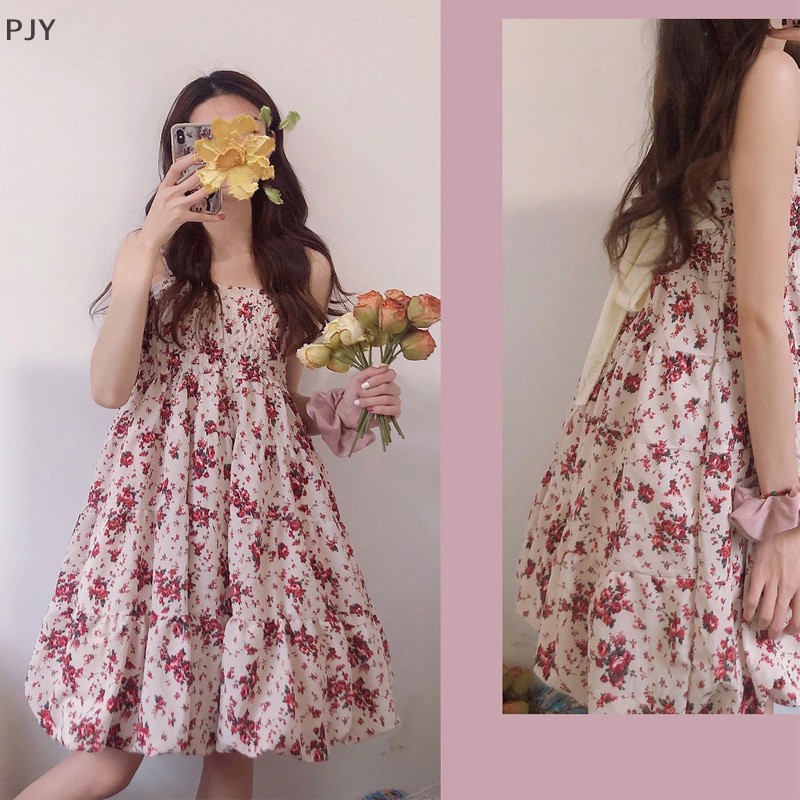 Pjy Đầm Dây Mảnh Dáng Rộng In Hoa Mùa Hè Cho Nữ PJ