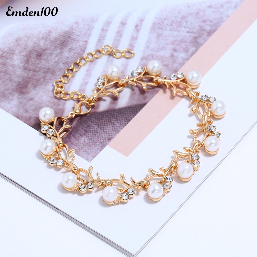 Bộ Trang Sức Đính Ngọc Trai Nhân Tạo Thanh Lịch Cho Nữ