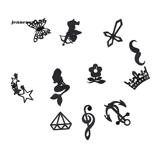 Hộp Sticker Dán Trang Trí Móng Tay 3D Bằng Kim Loại Màu Đồng Đen Họa Tiết Giáng Sinh