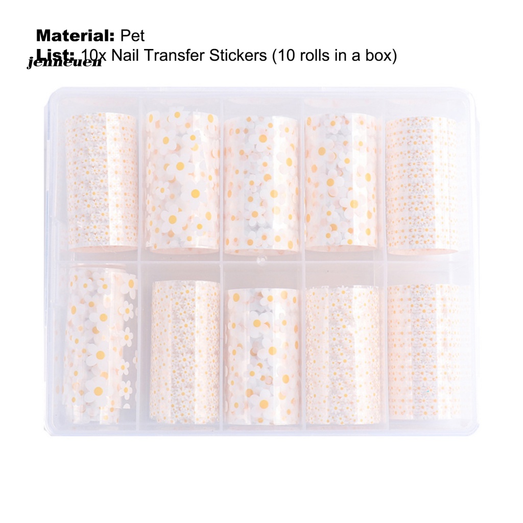 1 Hộp Nhãn Dán Trang Trí Móng Tay Hình Hoa Màu Sắc Sống Động