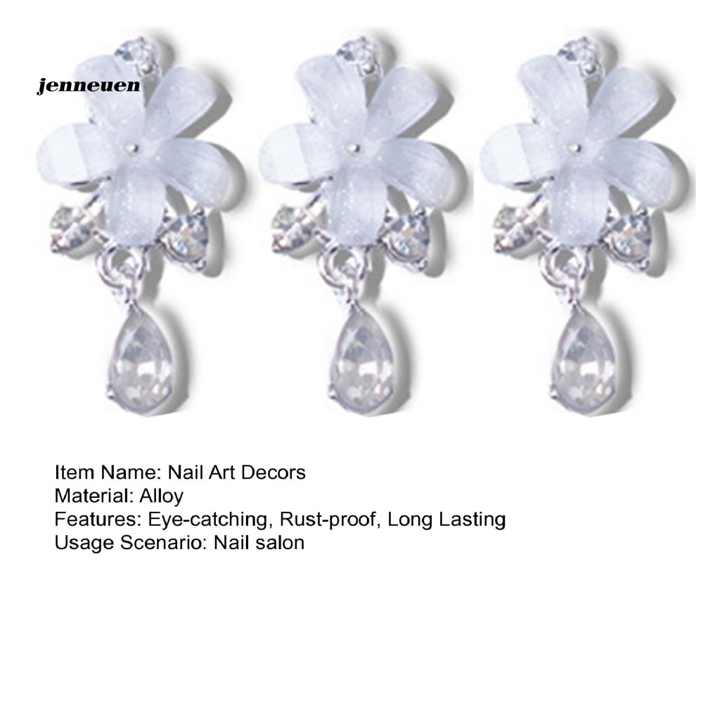 Bộ 3 Phụ Kiện Trang Trí Móng Tay Hình Bướm 3D Bằng Hợp Kim