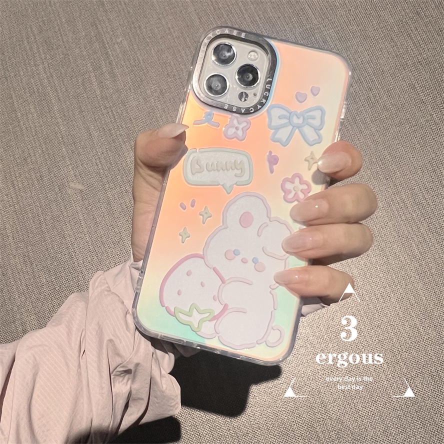 Ốp Điện Thoại Silicone Mềm Chống Sốc Màu Laser In Hình Thỏ Cho iPhone 14 13 12 11 Pro Max SE2020 X Xr Xs Max 8 7 Plus