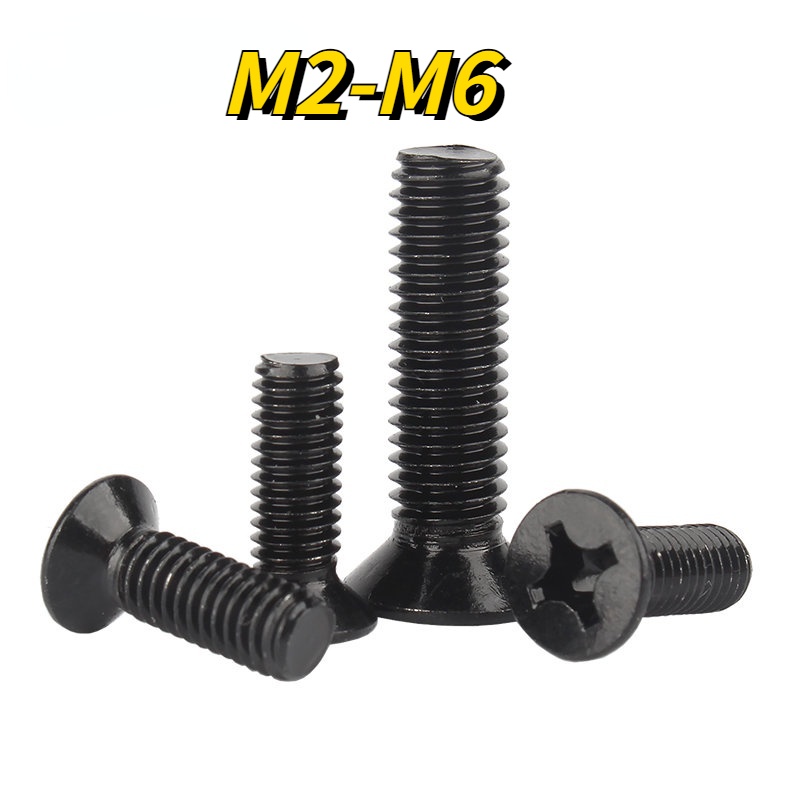 Vít Đầu Dẹt Bằng Thép Không Gỉ 304 Màu Đen M2M3M4M5M6 Chuyên Dụng