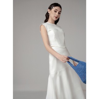 COLLIDE - Eugene set - Set áo croptop dáng corset và chân váy midi kaki trắng