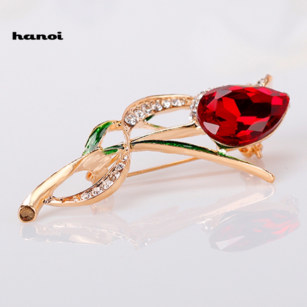 Ghim Cài Áo Hình Hoa Tulip Đính Đá Nhân Tạo Thời Trang Cho Nữ
