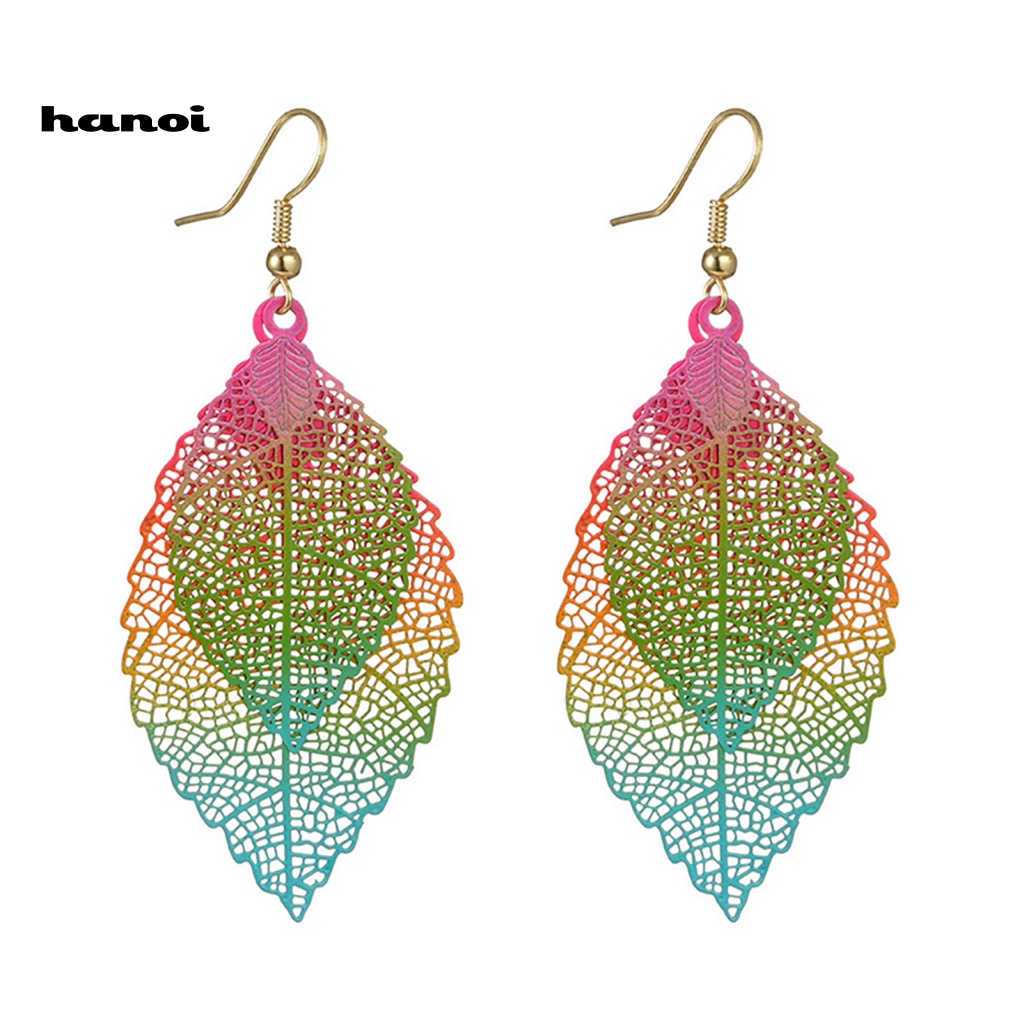 1 Đôi Bông Tai Hình Chiếc Lá Nhiều Màu Thời Trang Dành Cho Nữ
