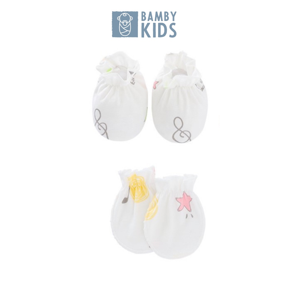 Combo 5 món mũ bao tay, bao chân cotton mềm mại cho bé sơ sinh