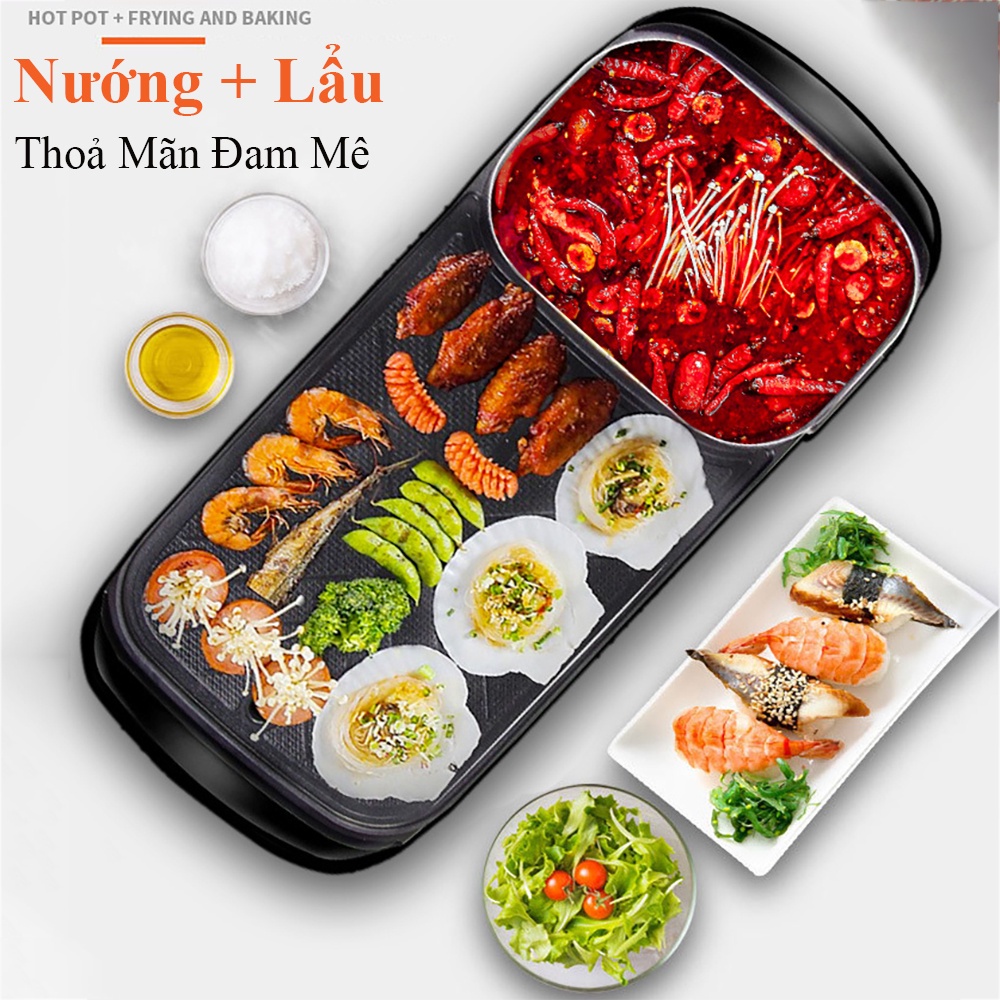 Nồi lẩu nướng 2 trong 1 đa năng SEKA vừa lẩu vừa nướng tiện lợi phù hợp 4-5 người ăn đa dạng trong chế biến món ngon