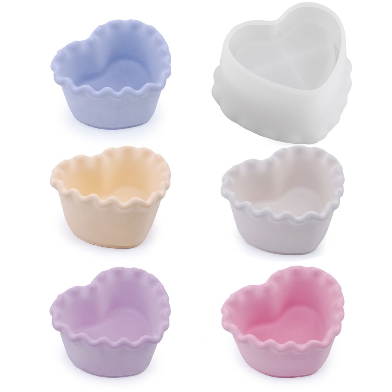 Khuôn Silicone Làm Chậu Hoa / Nến Hình Trái Tim DIY