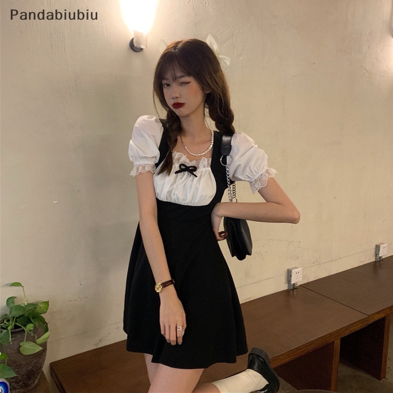 Đầm Nữ Ren chắp vá fack hai mảnh Mini Kawaii phong cách Nhật Bản học sinh ngọt ngào thời trang Lolita Mùa Hè Thiết kế thời trang đường phố Joo