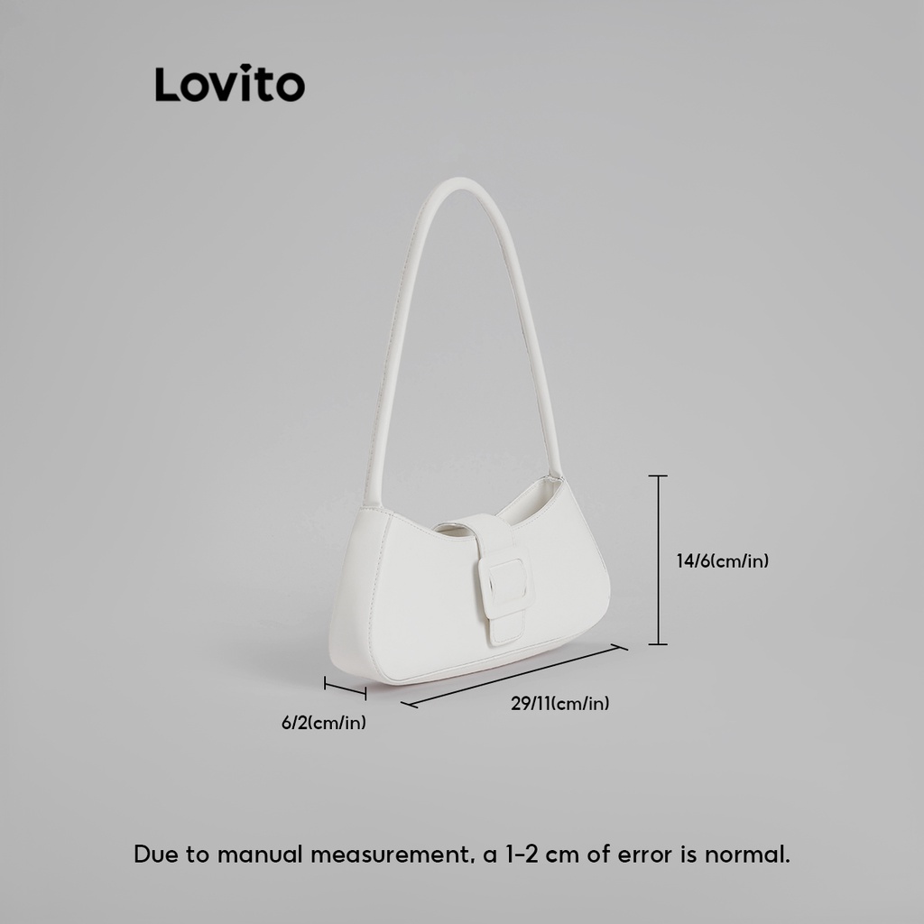 Túi Lovito phối khóa có dây kéo màu trơn phong cách thường ngày cho nữ L57AD114