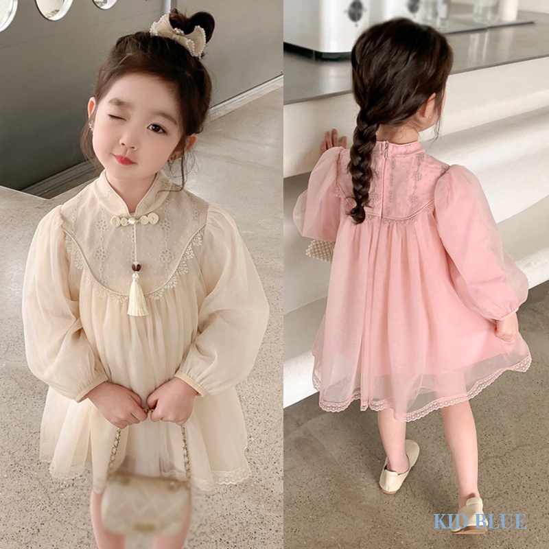 Đầm Sườn Xám Thời Trang Xuân Thu Phong Cách Mới Cho Bé Gái