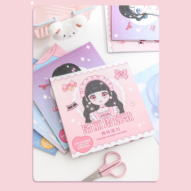 Nhãn dán trang điểm thay đổi hình công chúa bóc dính sticker make up đồ chơi thủ công DIY quà tặng trang trí cho bé gái yk