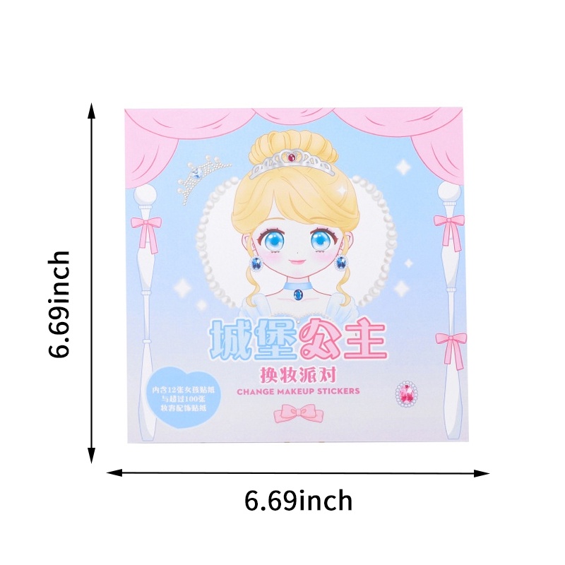 Nhãn dán trang điểm thay đổi hình công chúa bóc dính sticker make up đồ chơi thủ công DIY quà tặng trang trí cho bé gái YK