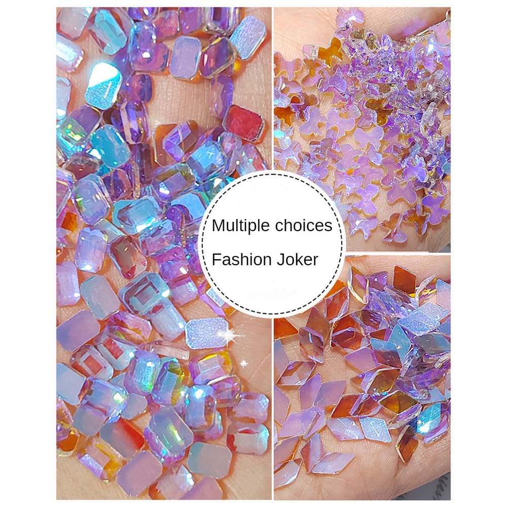 ⭐IN STOCK Tím Rock Crystal Nail Art Trang trí nâng cao móng tay Trang trí móng tay Nhiều lựa chọn Trang sức kim cương giả trang trí móng tay Hỗn hợp màu Trang trí móng tay ⭐cocomall12