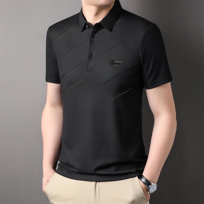 Waffle Áo Thun polo Tay Ngắn Màu Trơn Phong Cách Doanh Nhân Thời Trang Cho Nam