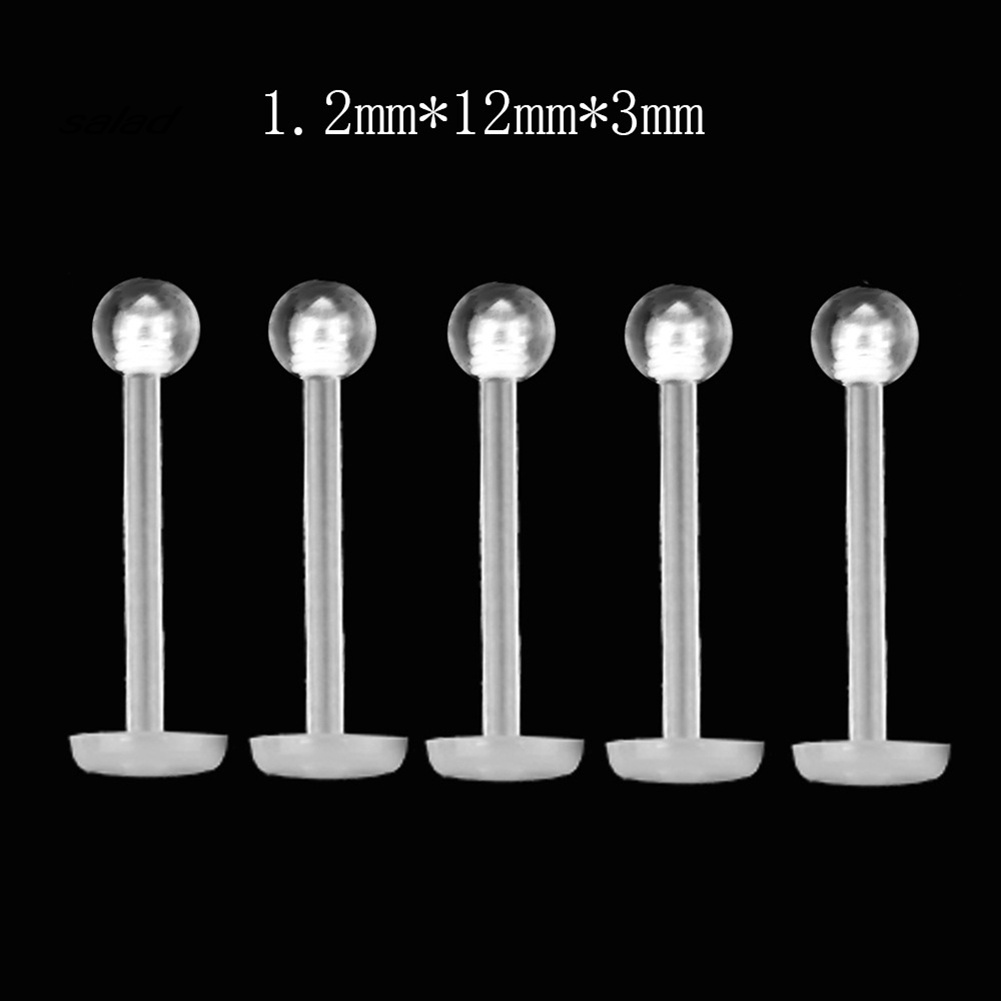 Set 5 Khuyên Mũi / Môi / Tai / Cơ Thể Trong Suốt Cá Tính Unisex