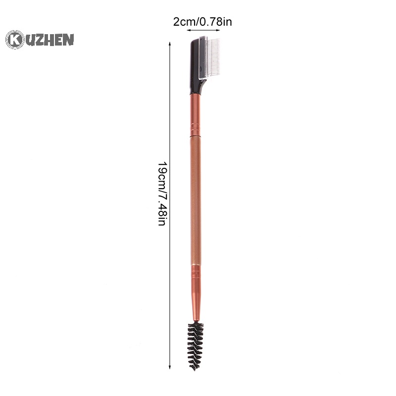 Kuzhen Cọ Hai Đầu Bằng Kim Loại Trang Điểm Lông Mi Lông Mày