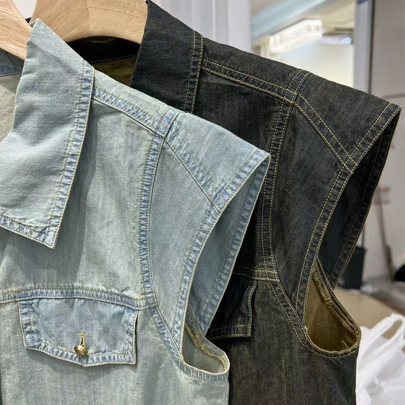 Áo Khoác Denim Lửng Cổ Polo Thời Trang Mùa Hè Mới 2023
