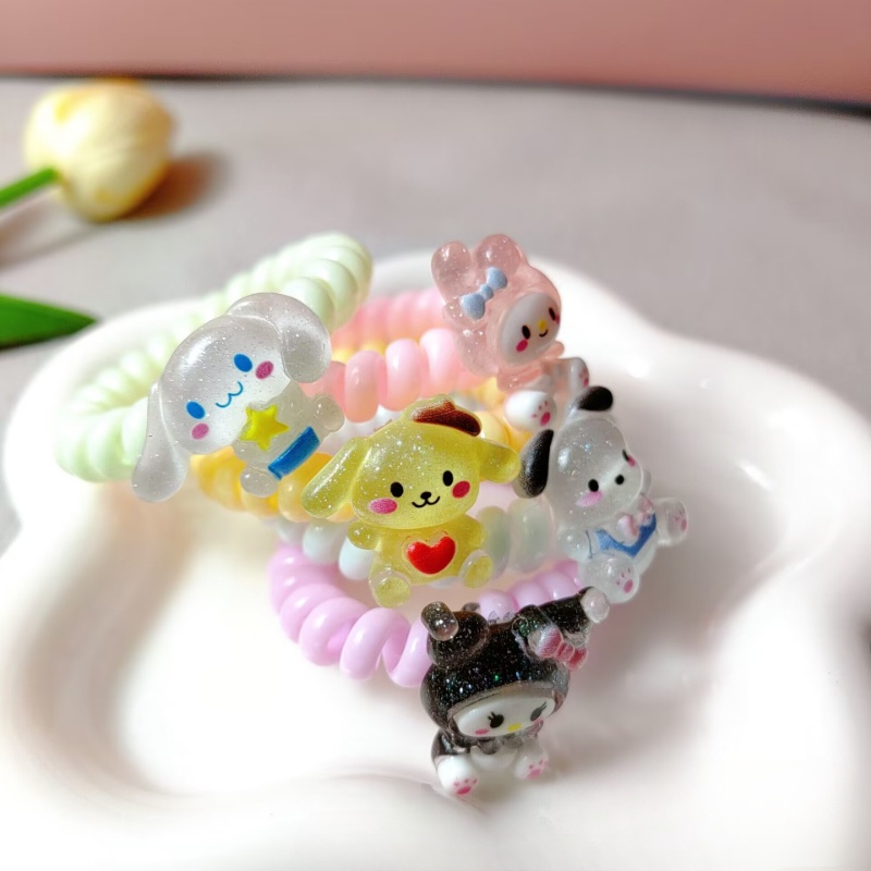 Dây Buộc Tóc Co Giãn Họa Tiết Sanrio Hoạt Hình Lấp Lánh Y2K