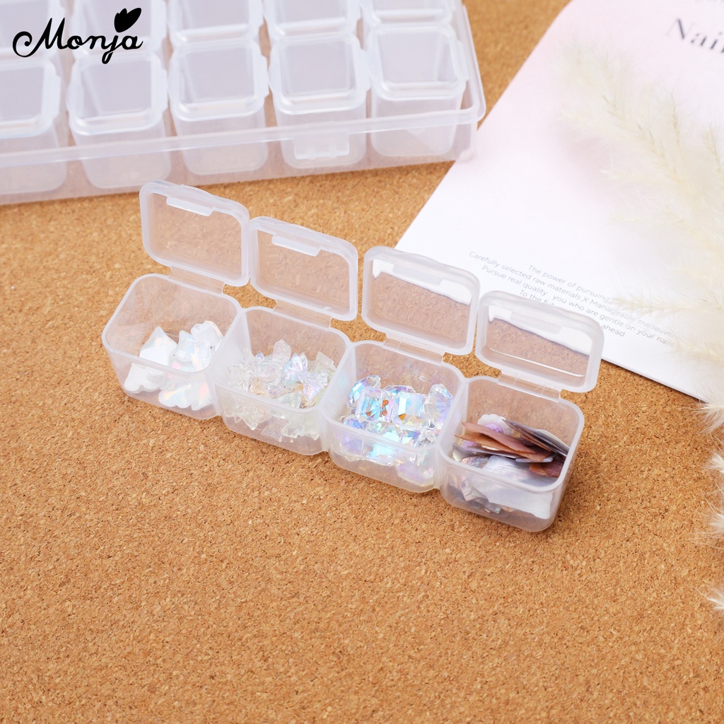 Monja Hộp Nhựa 112 Ngăn Đựng Phụ Kiện Làm Móng Kim Cương Đa Năng Hình Chữ Nhật