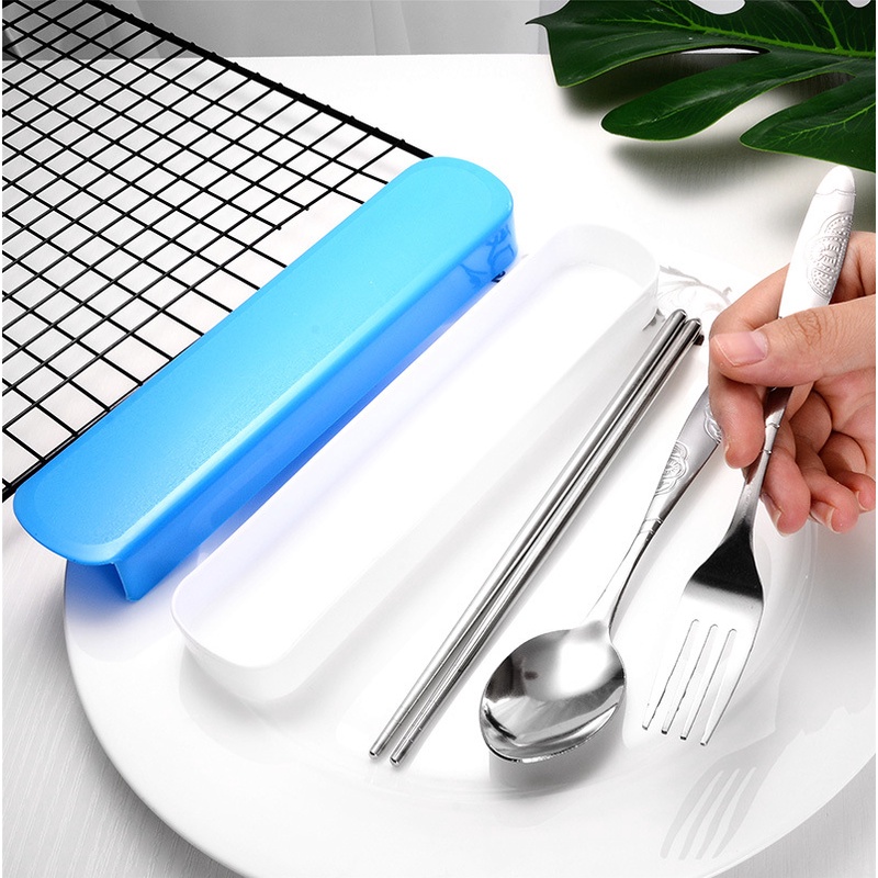 Bộ Muỗng Đũa Nĩa Thìa Inox 304 Cho Dân Văn Phòng, Sinh Viên, Đi Picnic Dã Ngoại Có Hộp