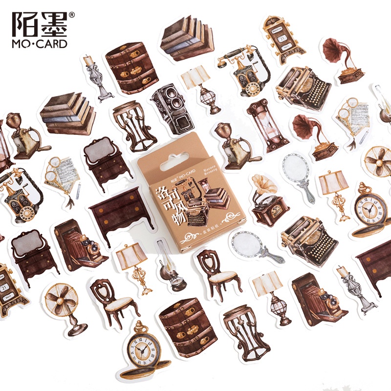 Hộp 46 Miếng Dán Trang Trí Sổ Tay DIY Phong Cách Retro