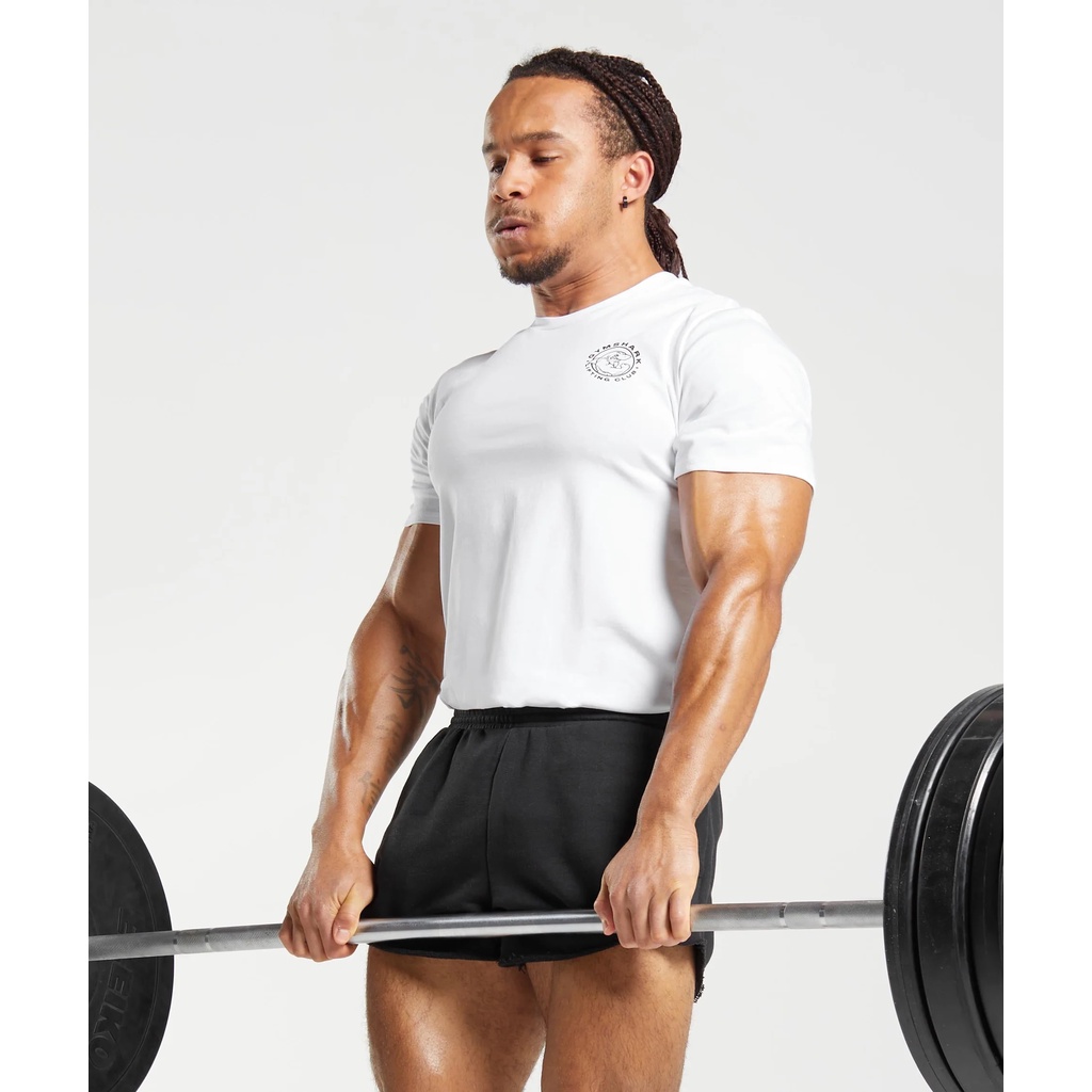Ready stock gymshk legacy men's athletic slim fit round neck shark short sleeve t-shirt co giãn thoáng khí