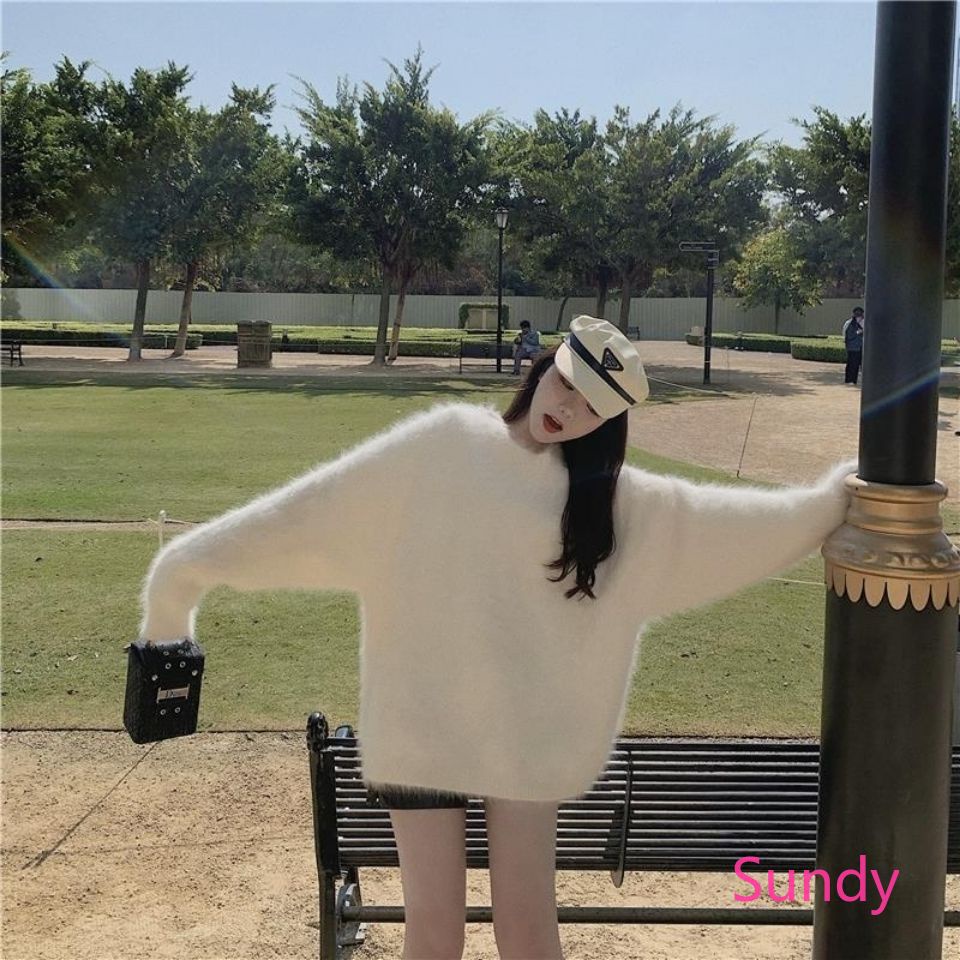 Áo Sweater Dệt Kim Tay Dài Dáng Rộng Cỡ Lớn Thời Trang Xuân Thu Cho Nữ