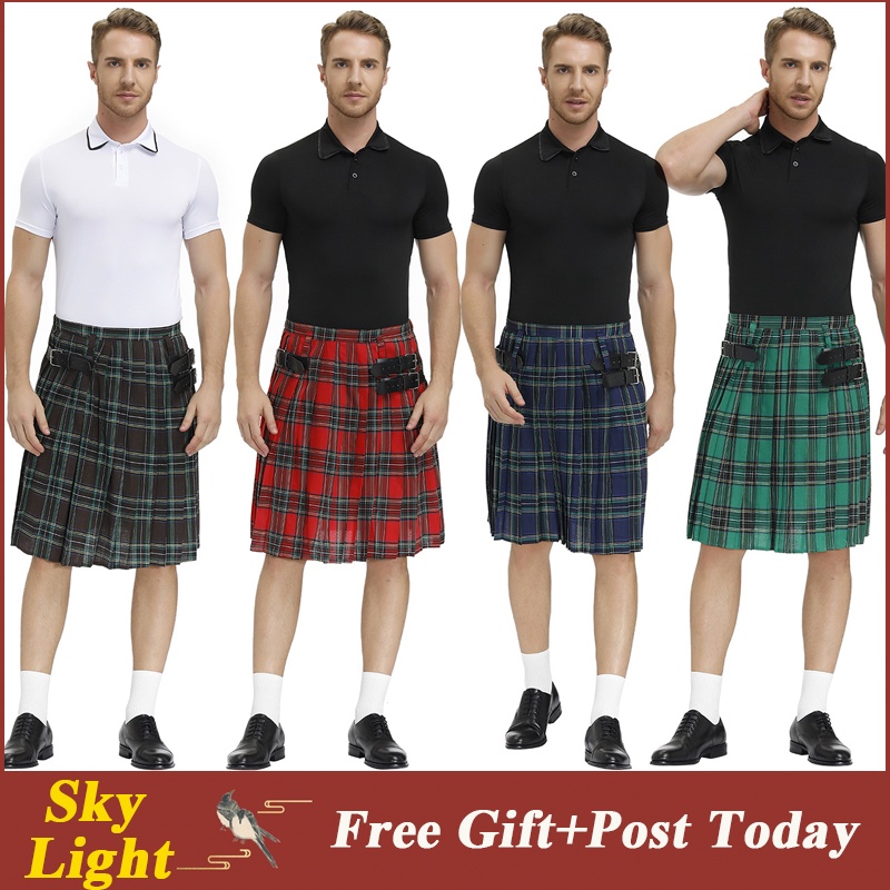 Váy Hóa Trang Scottish Kilt Truyền Thống 4 Màu Sắc Cho Nam Lễ Hội Halloween Oufits