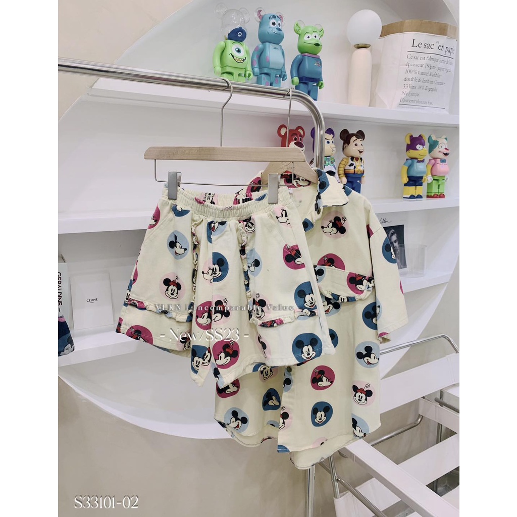 Set chấm bi mic.key viền bèo