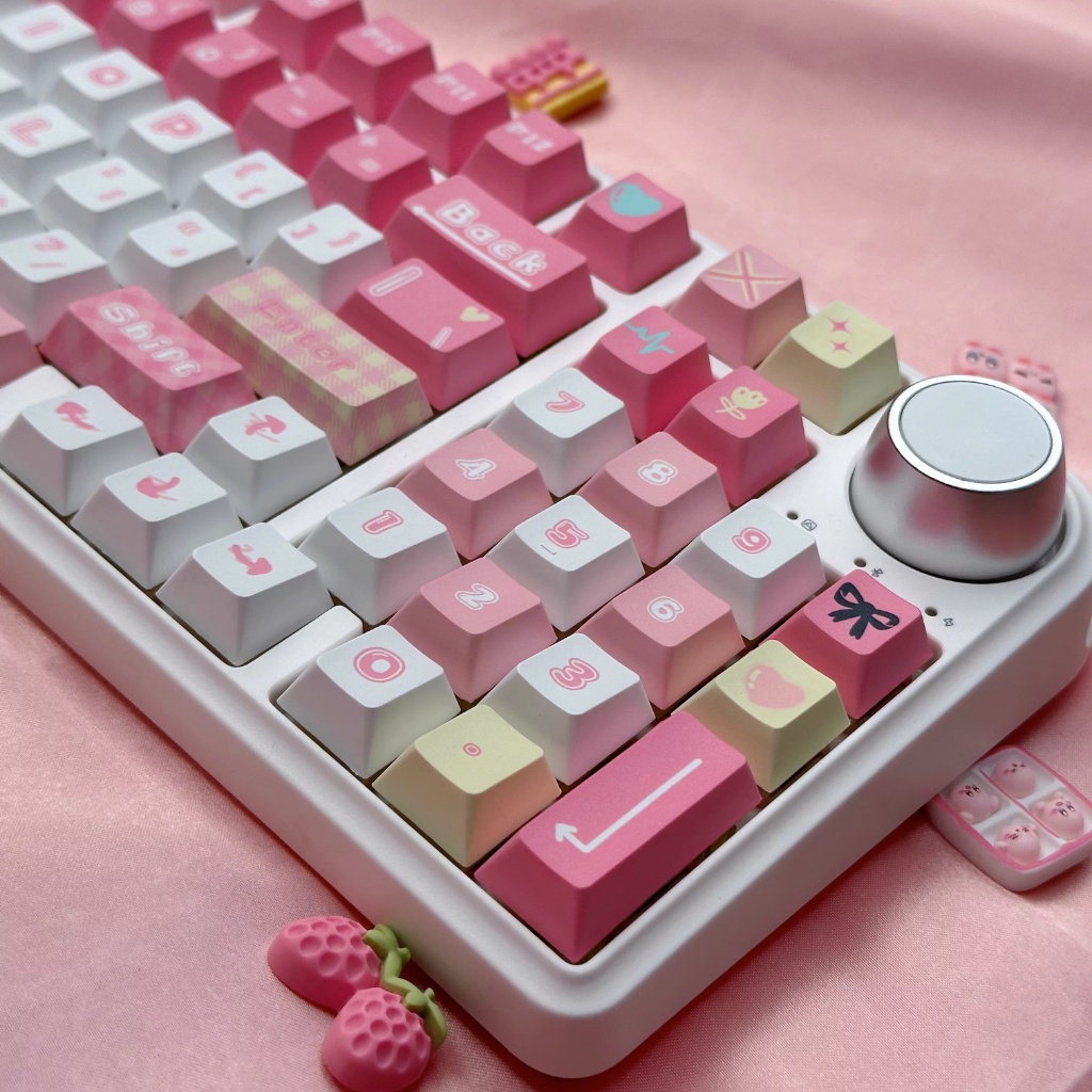 135 Phím Dopamine Keycaps Cherry Profile Cô Gái Hồng Anime PBT Dye Sub Cơ Keycap
