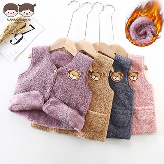 Áo khoác lông cừu không tay giữ ấm dành cho bé trai và bé gái