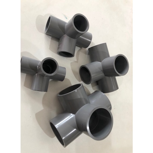 Co 4 góc chữ thập 4 góc PVC có 4 nhánh phi 21,27,34,42,49,60 Siêu Thành phụ kiện ống nước PVC 4 hướng vuông