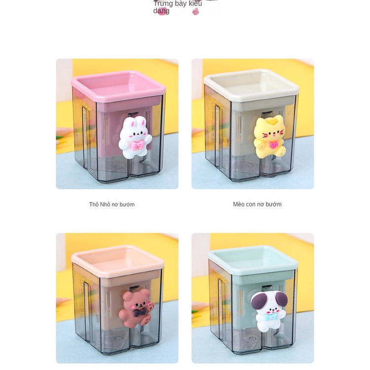 Đồ Chuốt Bút Chì Hai Lỗ Dày Dặn Họa Tiết Hoạt Hình Dễ Thương