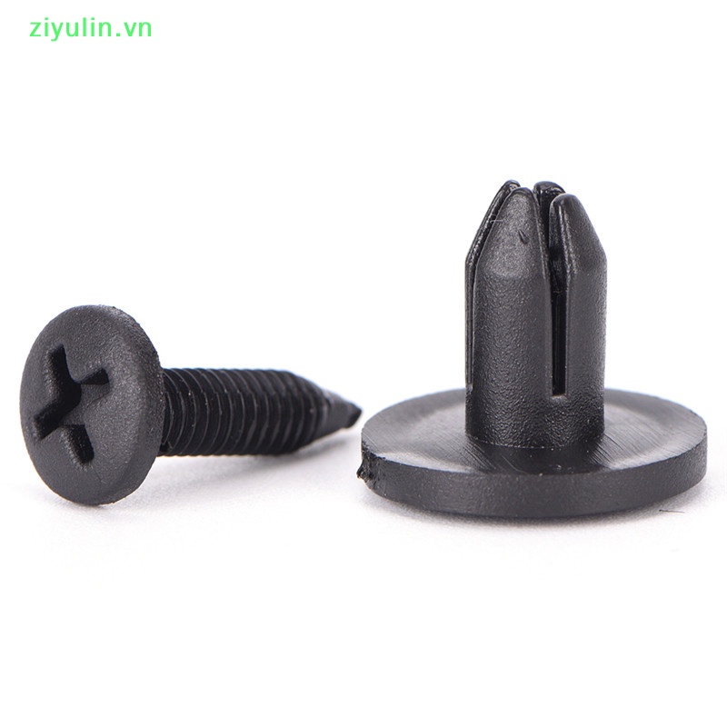 FENDER 50 Đinh Tán Nhựa 6Mm Màu Đen Cho Lá Chắn Bùn Xe Hơi vn
