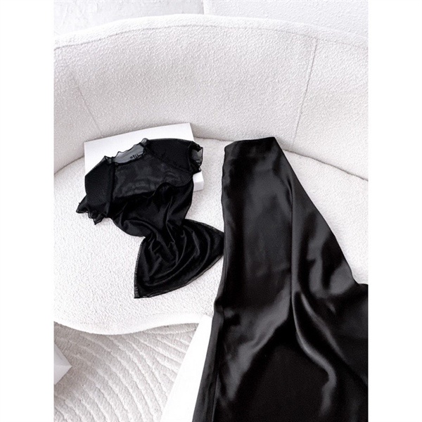 Bigsize Set áo lưới có mút ngực kèm chân váy lụa dáng dài 55-95kg