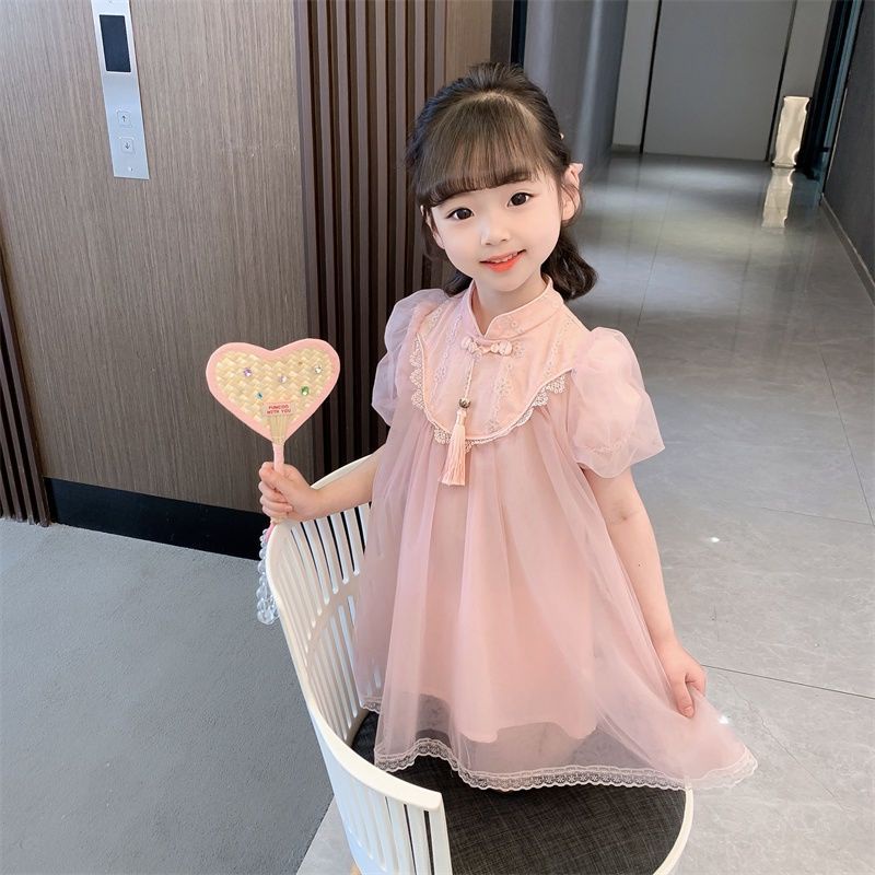 Đầm Sườn Xám Ngắn Tay Thời Trang Mùa Hè Trung Hoa Dành Cho Bé Gái