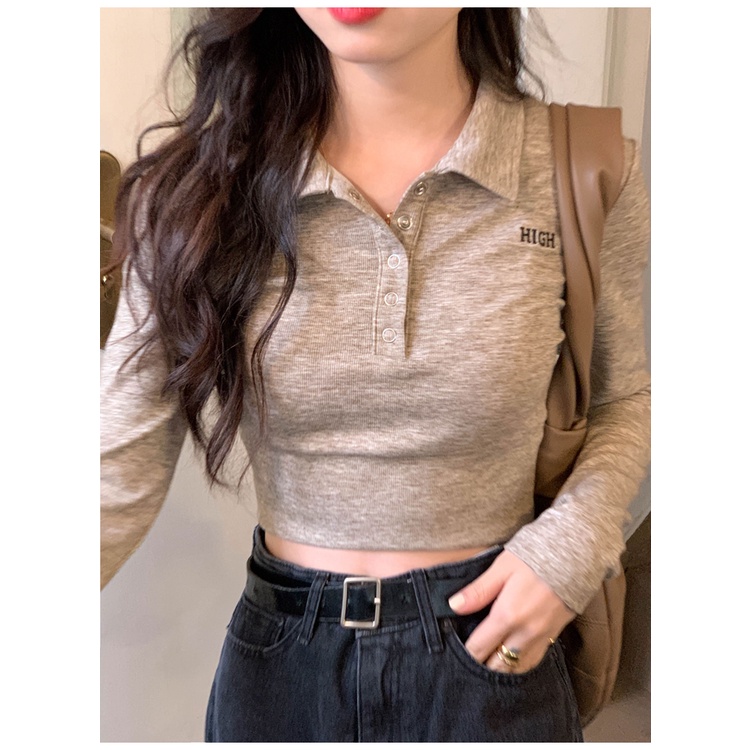 SUXI Áo polo Tay Dài Màu Sắc Thời Trang Mùa Thu