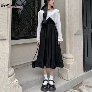 Bộ Đầm Hai Dây Dệt Kim Ngắn Xếp Ly Lệch Tà Màu Đen Thời Trang Mùa Hè Cho Nữ