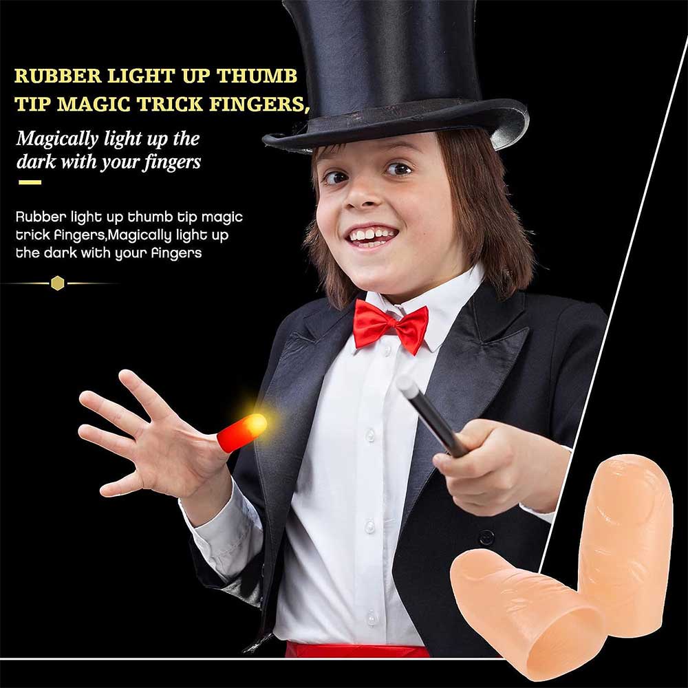 2 Magic Light Up Finger trick Fingers LED Tricks Thumb Magic Props Lights Toys