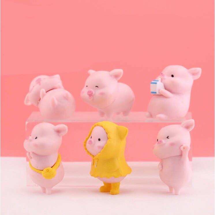 ​Mô Hình Tiểu Cảnh "Gia Đình Heo Dễ Thương" Trang Trí Sen Đá, Sân Vườn/ Chậu Cây, DYI, Terrarium