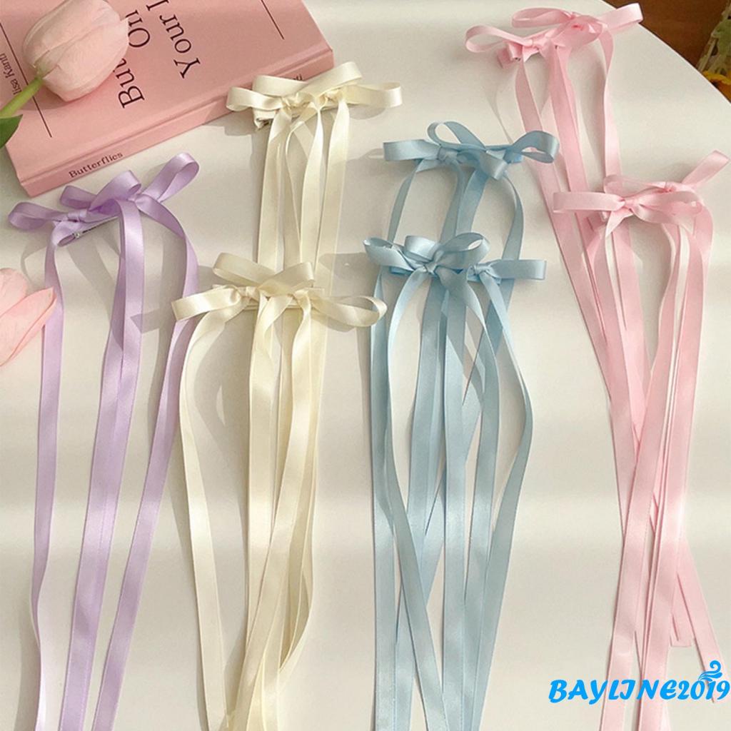 Bay-kẹp tóc tua ruy băng bowknot ruy băng dài nơ tóc kẹp bên hông kẹp tóc barrettes cho phụ nữ cô gái trẻ em kẹp tóc quà tặng