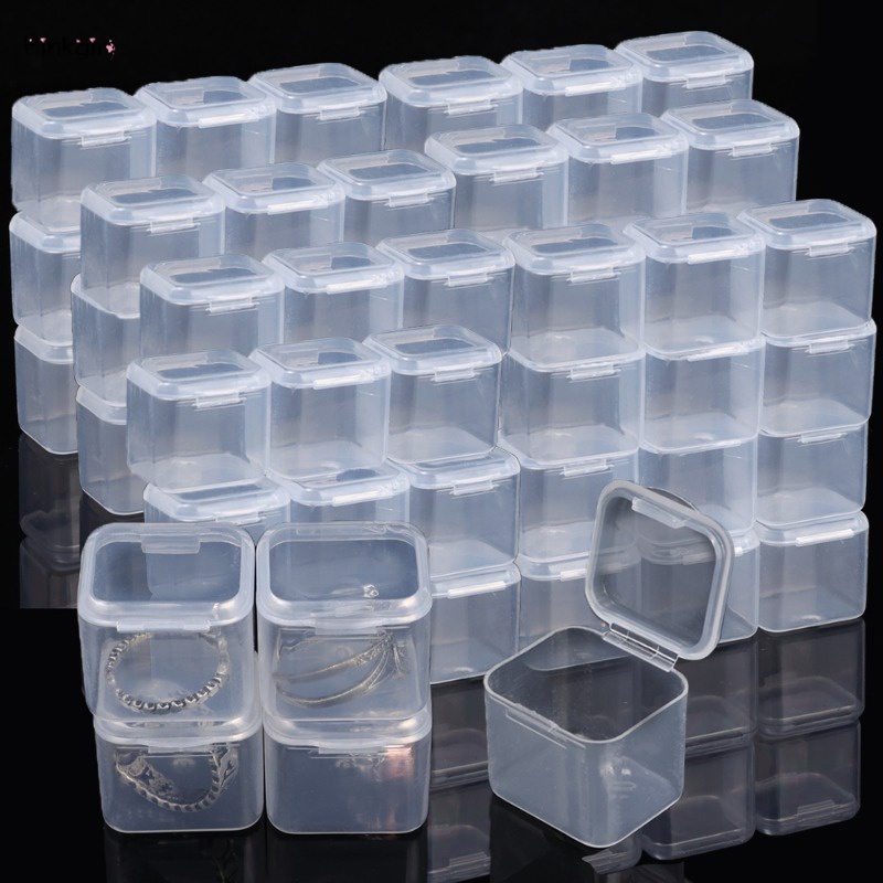 Hộp lưu trữ di động nhỏ hộp đựng bằng nhựa hình vuông chống bụi trong suốt để đóng gói đồ trang sức bông tai nhẫn trang sức tổ chức có nắp