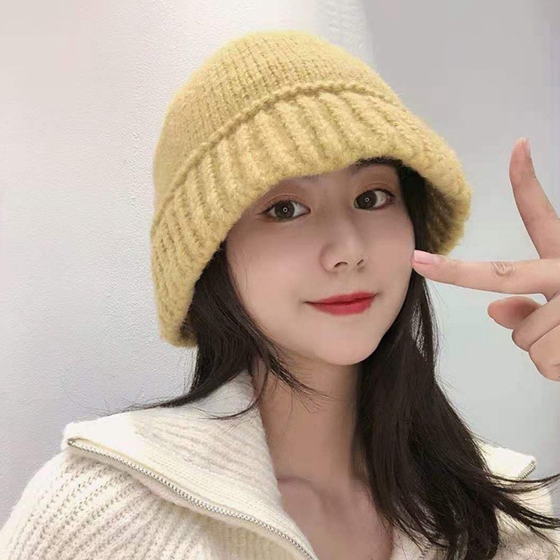 Thời trang bbyter mũ mùa đông cho phụ nữ dệt kim xô len mũ ấm dome panama đen trắng cổ điển mũ xô ngư dân