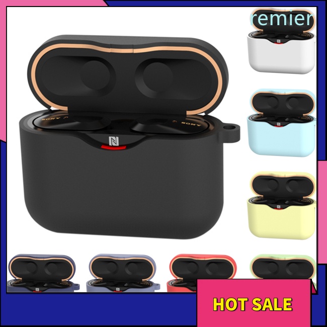 Re silicone case cho sony wf-1000xm3 bluetooth earphone charging box cover soft shell with anti-lost hook