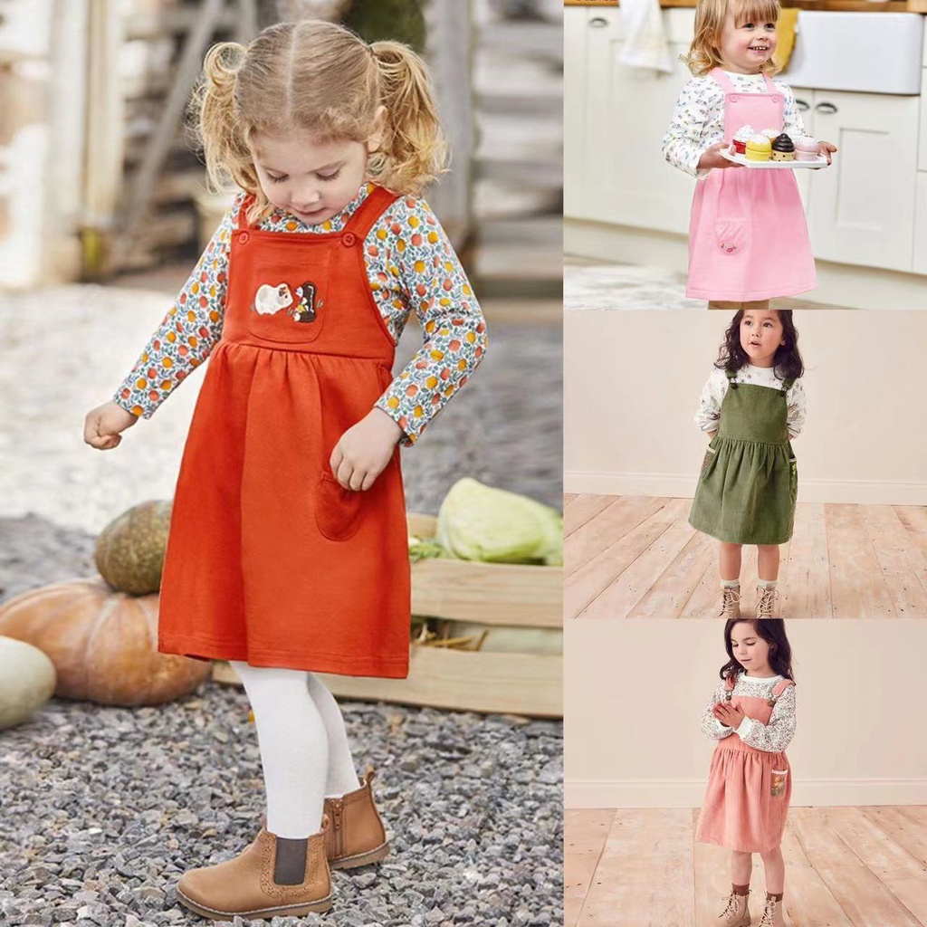 Đầm Yếm Cotton Nguyên Chất Kiểu Âu Mỹ Thời Trang Mùa Thu Cho Bé Gái