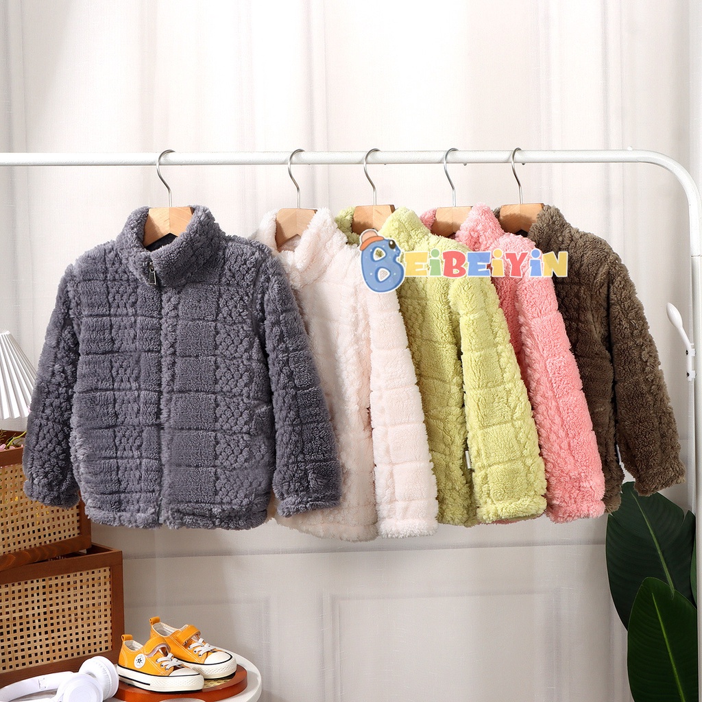 Beibeiyin trẻ em áo khoác mùa đông của cô gái mới puff fleece ấm áp độn quần áo boy's all match double faced fleece top