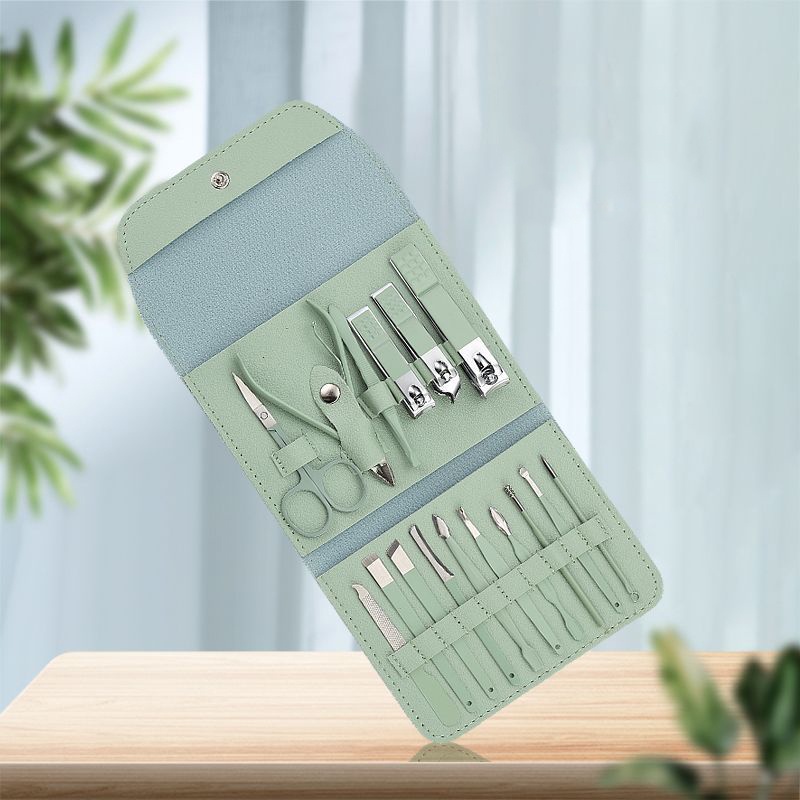 Bộ Dụng Cụ Làm Móng Bằng Thép Không Gỉ Kèm Túi Da PU